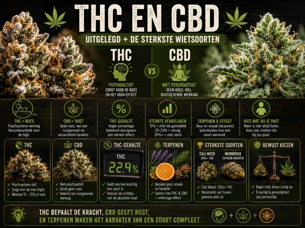 THC en CBD in wiet toppen