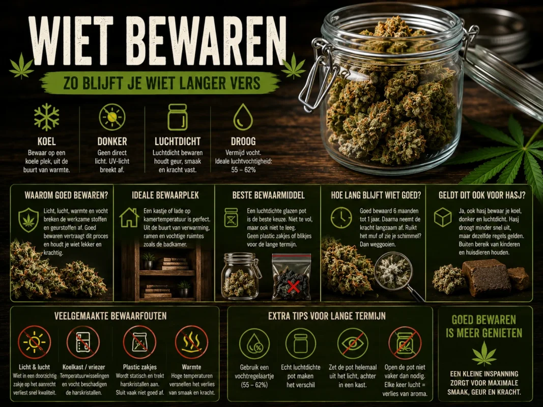 Wiet bewaren in een glazen pot