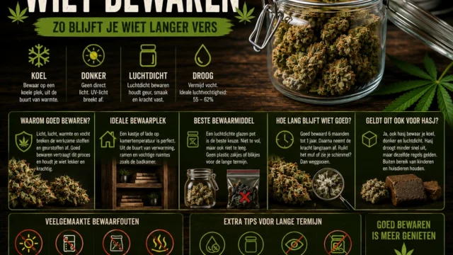 Wiet bewaren in een glazen pot